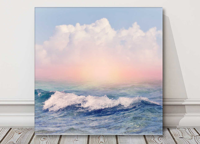 Canvas picture of Breaking waves. Soft pastel colours, home decor.