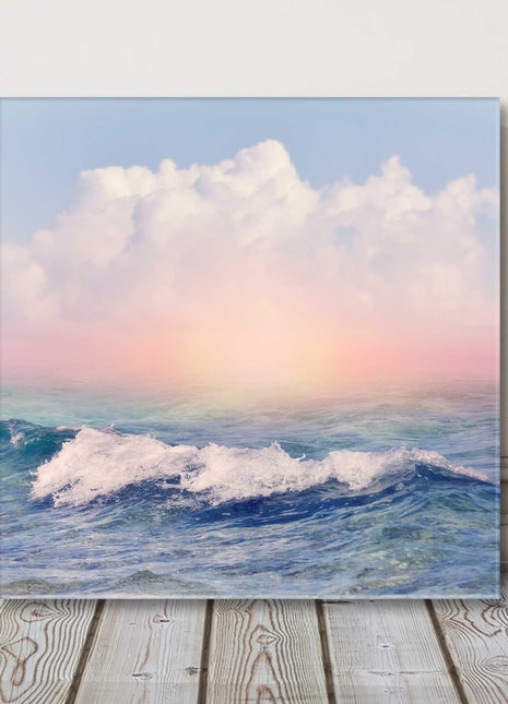 Canvas picture of Breaking waves. Soft pastel colours, home decor.