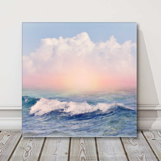 Canvas picture of Breaking waves. Soft pastel colours, home decor.