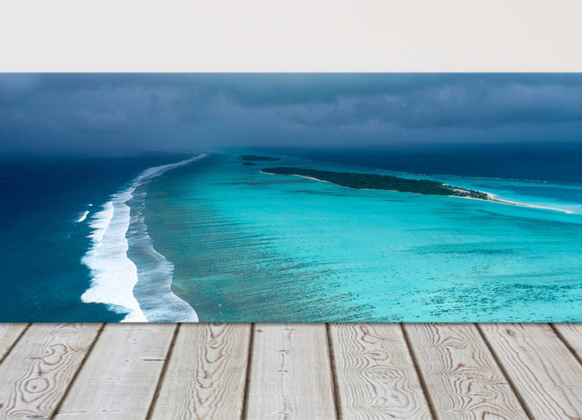 Aerial view of Maldives, tropical beach in the Indian Ocean canvas picture print