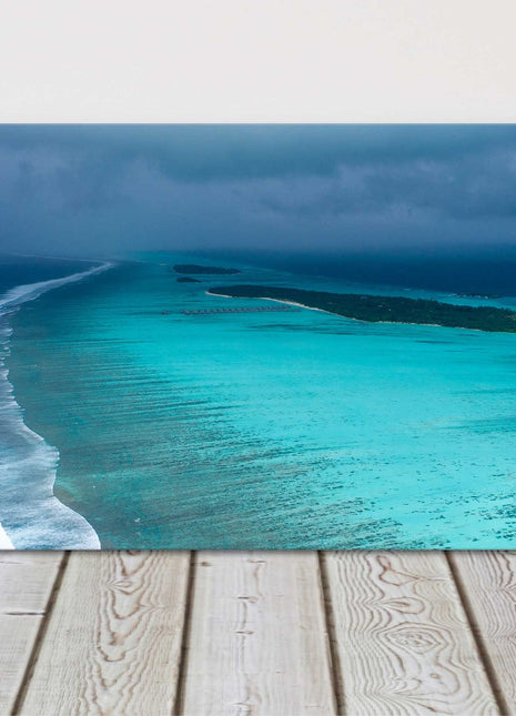 Aerial view of Maldives, tropical beach in the Indian Ocean canvas picture print