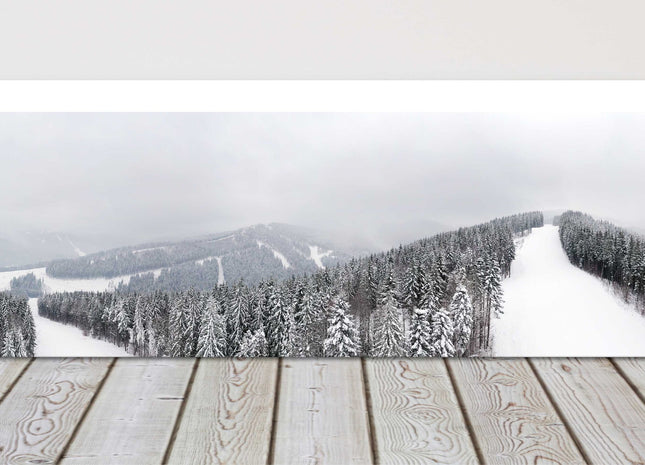 Beautiful winter forest. Snowy landscape. Panoramic canvas picture print