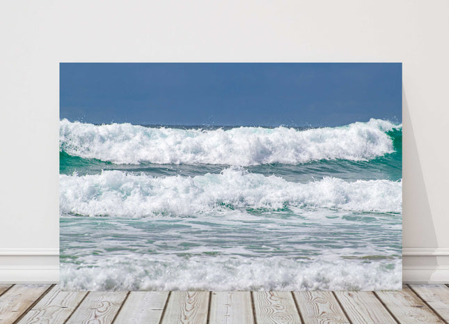 Breaking waves at Fistral beach, Cornwall. Canvas picture print.