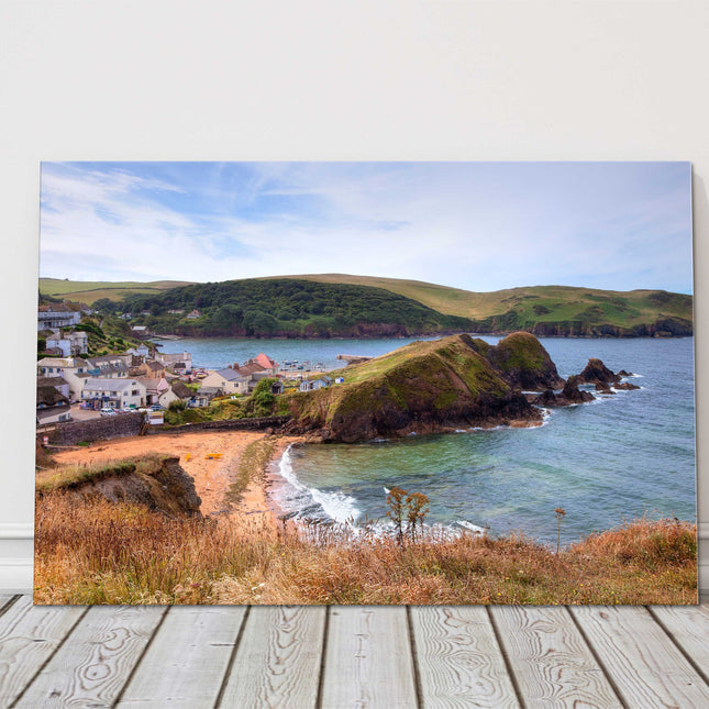 Hope cove beach picure devon canvas picture print landscape seascape