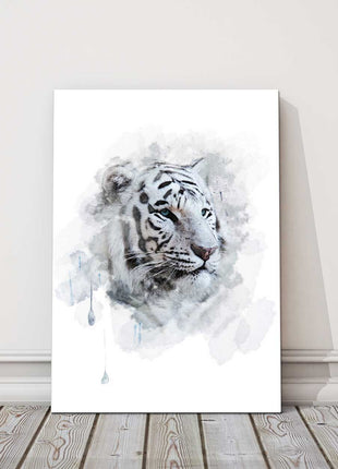 White Tiger painting dripping paint colour canvas picture print