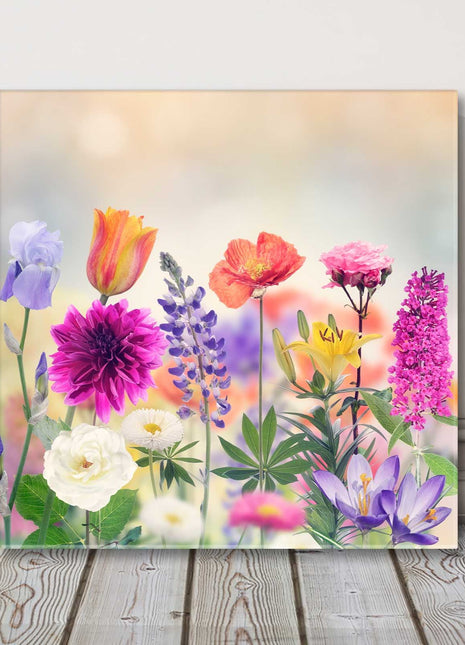 Colourful flowers in bloom canvasp icture print square wild flower