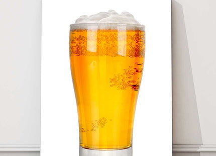 Pint of beer on a white background. Printed canvas picture print.
