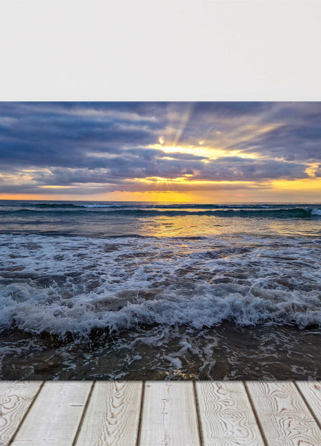 atlantic waves at sunset from mawgan porth beach cornwall canvas picture print