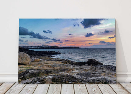 Little Fistral beach at sunset, Newquay, Cornwall. Canvas Print