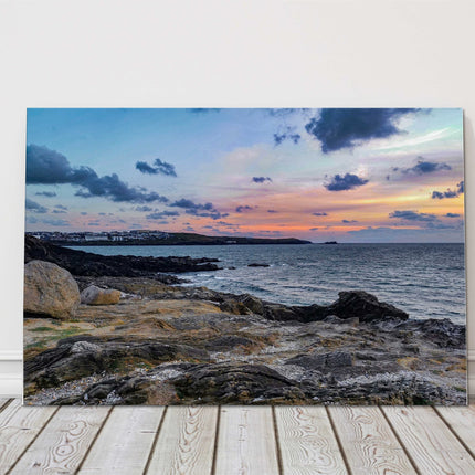 Little Fistral beach at sunset, Newquay, Cornwall. Canvas Print