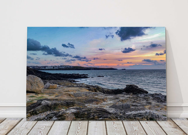Little Fistral beach at sunset, Newquay, Cornwall. Canvas Print