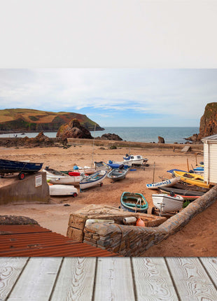 Sailing boats at Hope Cove, Devon, England. Canvas picture print