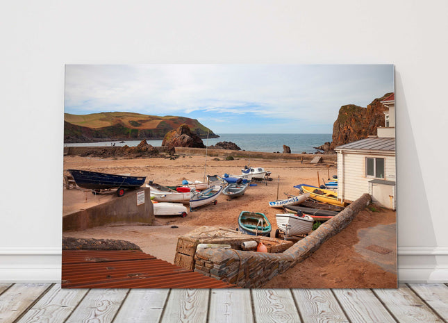 Sailing boats at Hope Cove, Devon, England. Canvas picture print