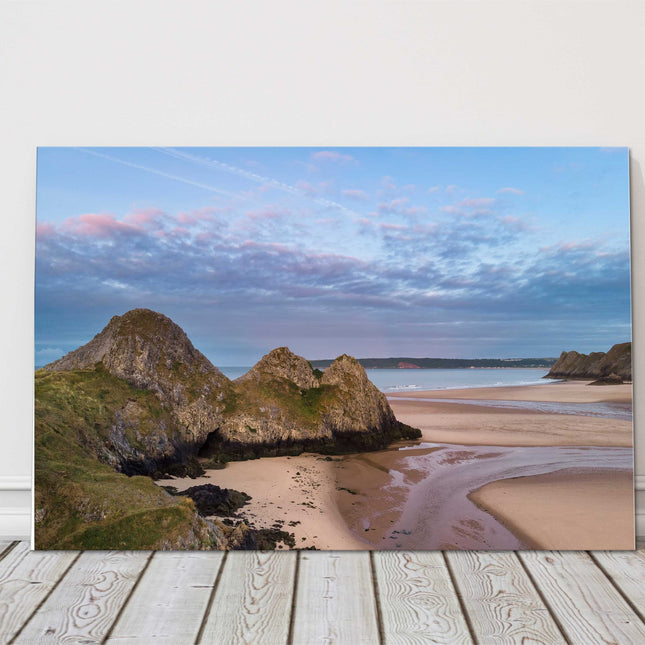 Three Cliffs Bay, South Wales. Canvas Picture Print.