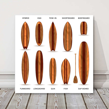 Surfboard designs on a canvas picture print different board styles