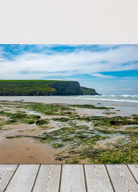 Mawgan Porth Beach low tide, Cornwall. Canvas picture print seascape