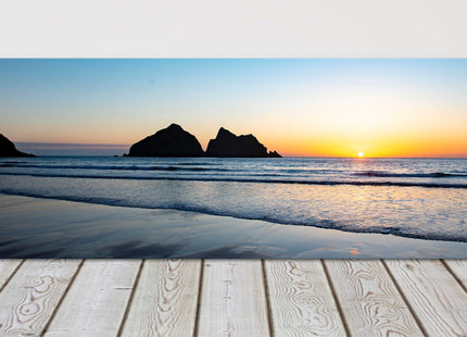 Holywell Bay beach at sunset, Cornwall. Panoramic canvas picture print.