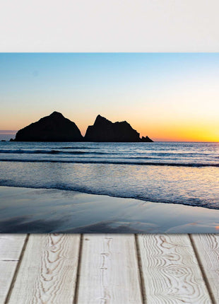 Holywell Bay beach at sunset, Cornwall. Panoramic canvas picture print.