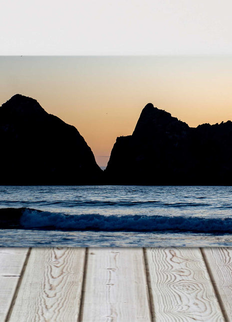 Gull Rock, Holywell Bay at sunset, Cornwall. Panoramic canvas picture print.