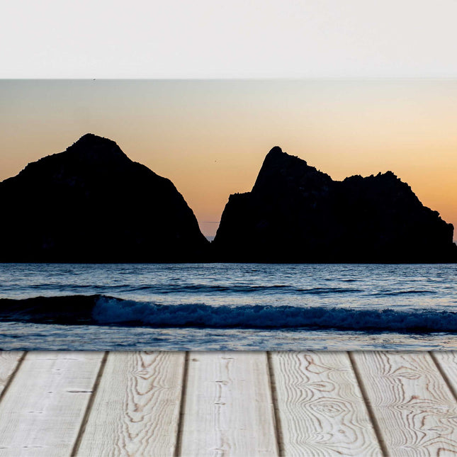 Gull Rock, Holywell Bay at sunset, Cornwall. Panoramic canvas picture print.