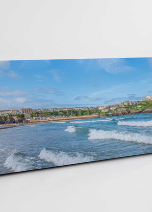 Newquay Harbour and Headland, panoramic canvas picture print. Cornwall scenery.