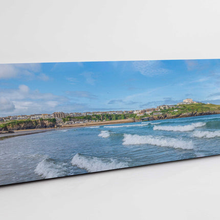 Newquay Harbour and Headland, panoramic canvas picture print. Cornwall scenery.
