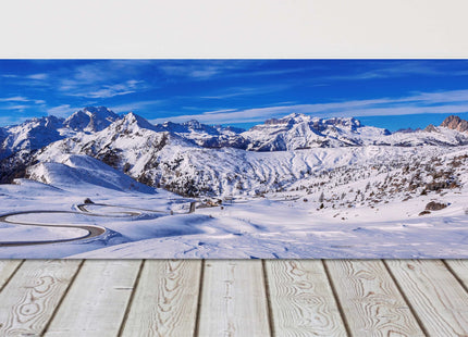 Winter landscape, Passo Giau, Dolomites, Italy. Panoramic canvas picture print.