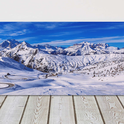 Winter landscape, Passo Giau, Dolomites, Italy. Panoramic canvas picture print.