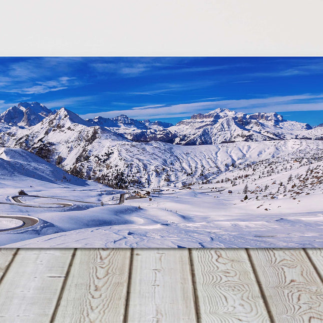 Winter landscape, Passo Giau, Dolomites, Italy. Panoramic canvas picture print.