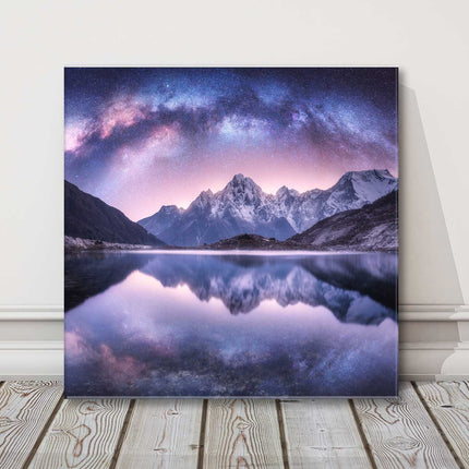 Milky way over the Himalayas, Nepal. Printed as a canvas picture print.