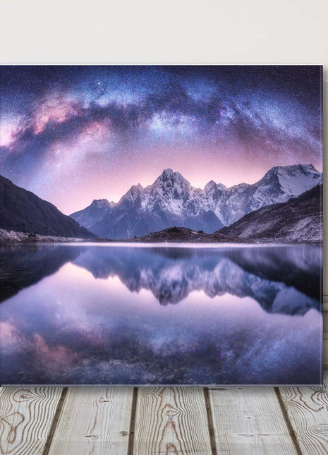 Milky way over the Himalayas, Nepal. Printed as a canvas picture print.