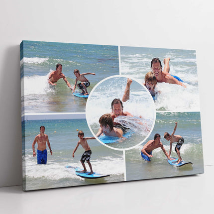 any 5 pictures printed on canvas my photos arranged in a collage design