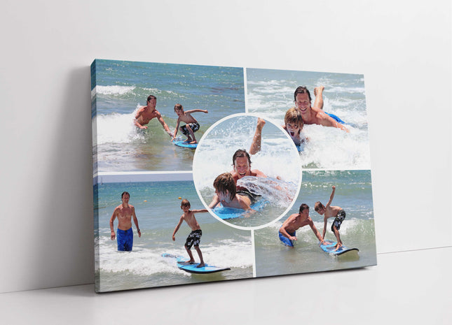 any 5 pictures printed on canvas my photos arranged in a collage design