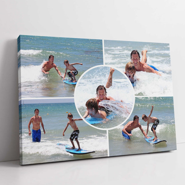 any 5 pictures printed on canvas my photos arranged in a collage design