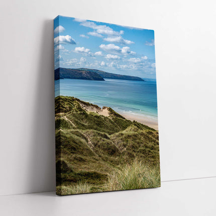 cornish coast line north cornwall near perranporth portrait canvas picture print