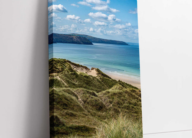 cornish coast line north cornwall near perranporth portrait canvas picture print