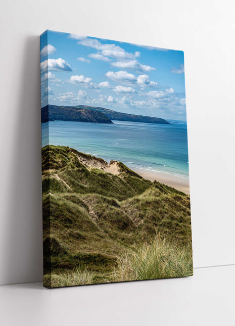 cornish coast line north cornwall near perranporth portrait canvas picture print