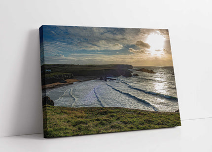 Porthcothan beach, near Padstow, North Cornwall. Canvas picture print.