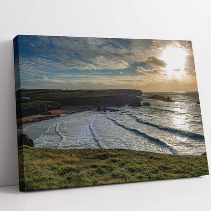 Porthcothan beach, near Padstow, North Cornwall. Canvas picture print.