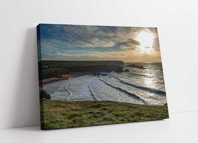 Porthcothan beach, near Padstow, North Cornwall. Canvas picture print.