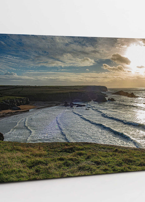 Porthcothan beach, near Padstow, North Cornwall. Canvas picture print.
