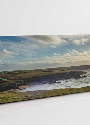 Porthcothan Bay, North Cornwall. Before sunset canvas picture print panoramic