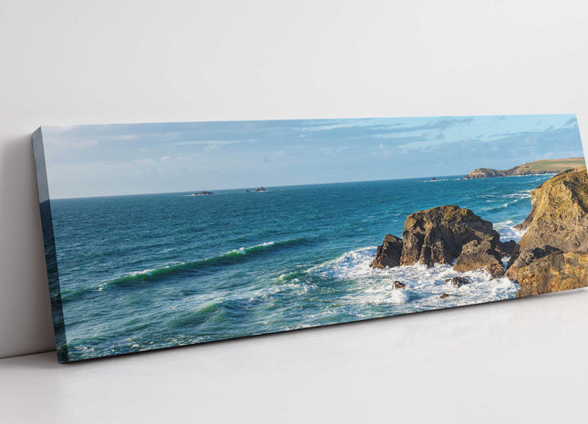 Trevose head in distance cornish coastline north cornwall canvas picture print