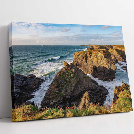 Trevose Head coastline, Cornwall. Canvas picture Print.