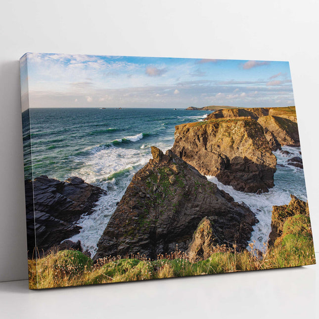 Trevose Head coastline, Cornwall. Canvas picture Print.