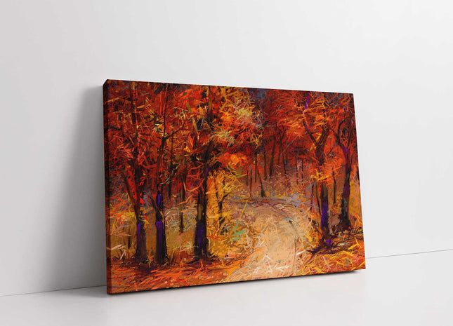 Autumn forest, woodland landscape Autumn colours. Canvas picture print