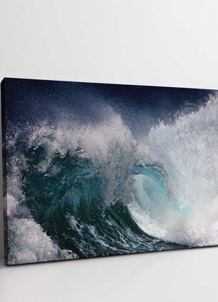 ocean waves crashing surf blue and white canvas picture print landscape