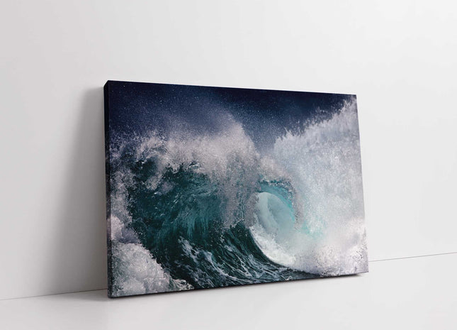 ocean waves crashing surf blue and white canvas picture print landscape