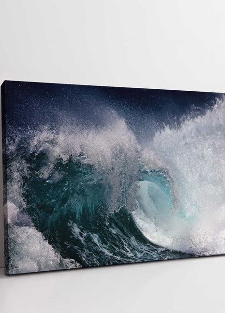 ocean waves crashing surf blue and white canvas picture print landscape