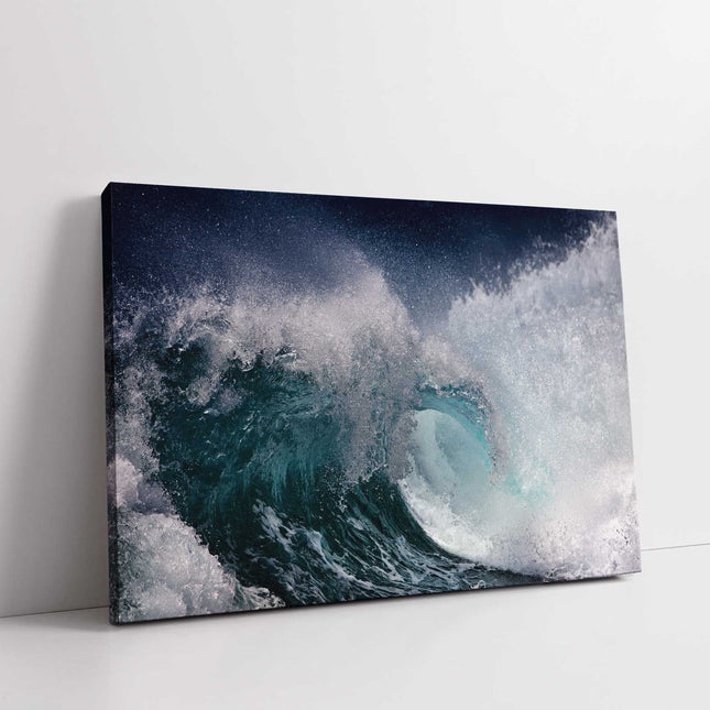 ocean waves crashing surf blue and white canvas picture print landscape